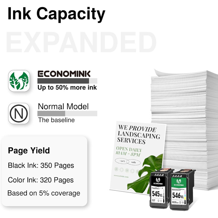 Комплект картриджів Economink 545 546 XL для принтерів Canon PIXMA TS3300, TS3150, TS3350, TS3400, TS4500 (PG-545XL чорний, CL-546XL кольоровий), сумісні