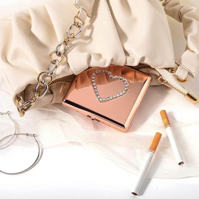 Металеве цукерничне пенал у формі серця Rosegold для 20 сигарет, 85's, подарунок на день народження/Новий рік