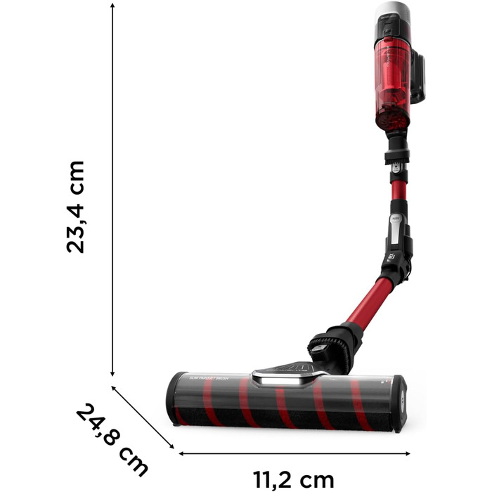 Акумуляторний вертикальний пилосос Rowenta X-Force Flex 9.60 Complete RH2099WO, 100 AW, з LED-підсвіткою та повним набором насадок, червоний