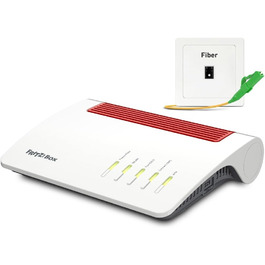 Роутер FRITZ!Box 5590 Fiber: Wi-Fi 6, Mesh, DECT, 2.5 Gbps LAN, для підключення до оптоволоконного інтернету, білий/червоний
