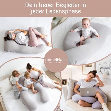 mimi kalu® Side Sleeper Pillow with Memory Foam [Shape-Retaining] including 100% Soft-Cotton Cover and Sleep Mask | Pregnancy Pillow for Sleeping | Pillow | Nursing Pillow | Snuggle Pillow | Comfort Pillow 130 x 70 Platinum Gray 1