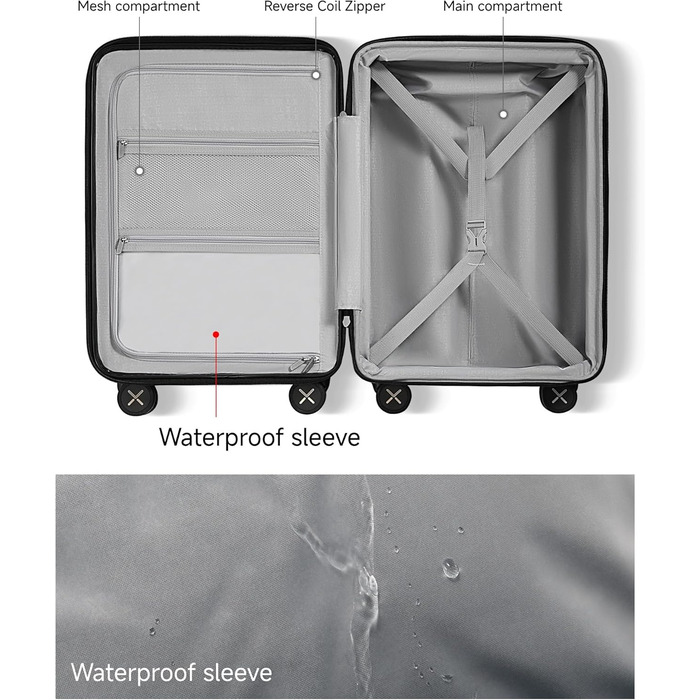 Чемодан-валіза LUGGEX з відділом для ноутбука – Розширюваний жорсткий кейс з полікарбонату з TSA-замком (56x38x24 см) (Зелений)