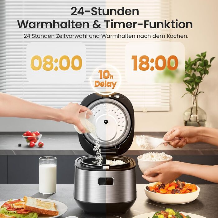 Рисоварка Midea 2л, 9 програм, антипригарна, пароварка, таймер, швидке приготування, для 1-3 осіб
