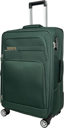 Чемодан-валіза на колесах, тканинний, розширюваний, з подвійними колесами (M/L/XL/XXL або набір 4 шт.), м'яке багаж (фіолетовий, ручна поклажа (55 см)), (ручна поклажа (55 см), смарагдовий)