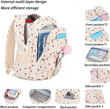 Шкільний рюкзак для дівчинки-підлітка з кордом, 2-камерний | Lmwzh