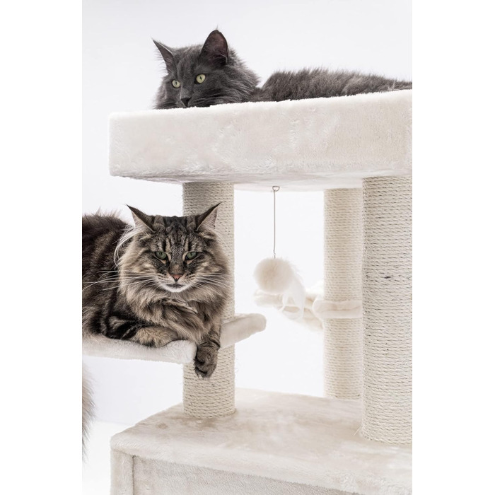 Котячий комплекс Petrebels Cleopatra, 134 см, з лежаком та котячою печерою, діаметр стовпів 9 см, бежевий/кремовий