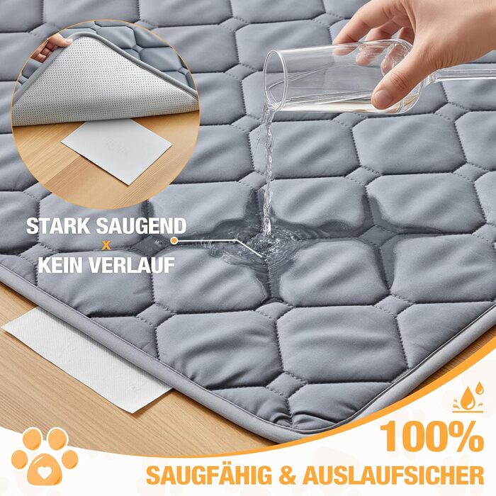 Водонепроникний килимок для собак Lekereise 137x208 см – 100% поглинаючий, не пропускає витоки, м'який, з антиковзаючим покриттям. Захист для дивану, ліжка та авто. Практичний килимок для собак та котів (Сірий)