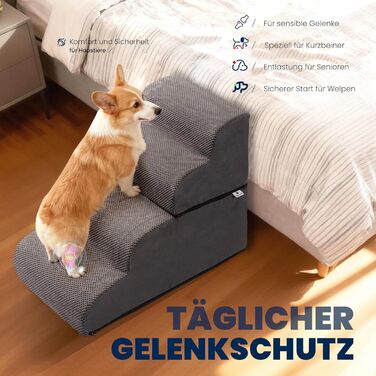 Сходинки для собак Mora Pets: зручні та безпечні для маленьких песиків, 3 сходинки, 50 см, знімний та миючий чохол