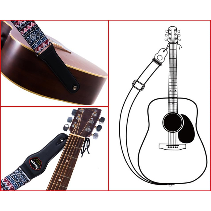 Гітарний ремінь Rayzm Gurt: бавовняний ремінь для акустичної/електро гітари або бас-гітари