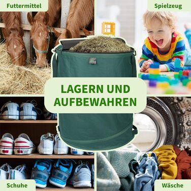 TTL Garden Комплект з 3 садових мішків 160 л з кришкою, 220 г/м², 600D Оксфорд, складаний, для листя та садових відходів, міцний