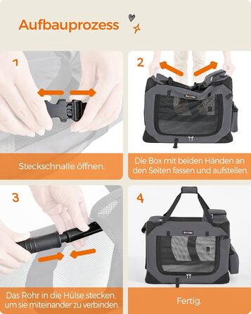 Клітка для собак Feandrea, переноска для собак, середнього розміру, сіра, 60 x 42 x 42 см