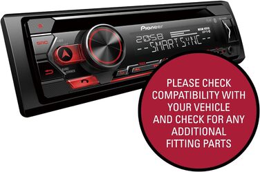Автомагнітола Pioneer DEH-S420BT 1-DIN з CD-програвачем, Bluetooth, USB, AUX, MP3, RDS, еквалайзером, підтримкою iPod та додатком Smart Sync