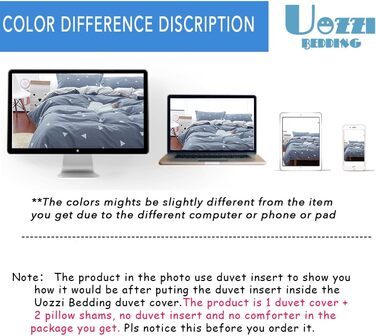 Комплект постільної білизни Uozzi Bedding Queen: блакитно-сірий, 3-частинний, 800 TC, мікрофібра з блискавкою, 4-стрічки, сучасний літній стиль для жінок та чоловіків (1 простирадло + 2 наволочки)