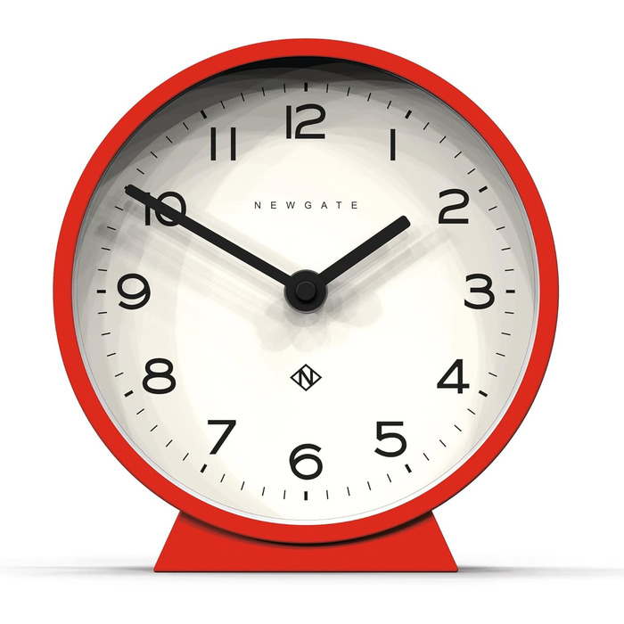 NEWGATE® M Silent Mantel Clock - 'No Tick' - A Modern Mantel Clock - Small Clock - Mantel Clocks - Minimalist Dial - (Red)