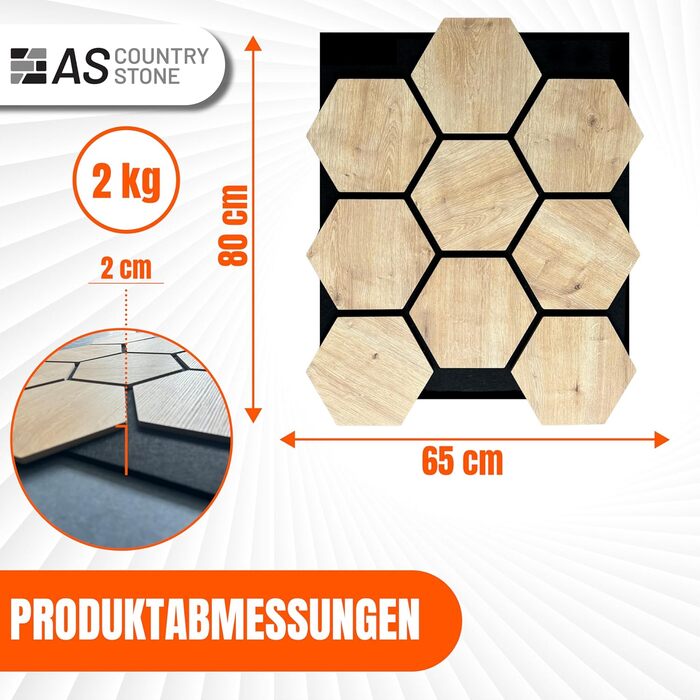 Акустичні настінні панелі AS Country Stone® з натурального дерева, 80x65 см, шумопоглинаючі декоративні панелі для офісу та дому (4 шт., колір Karina)