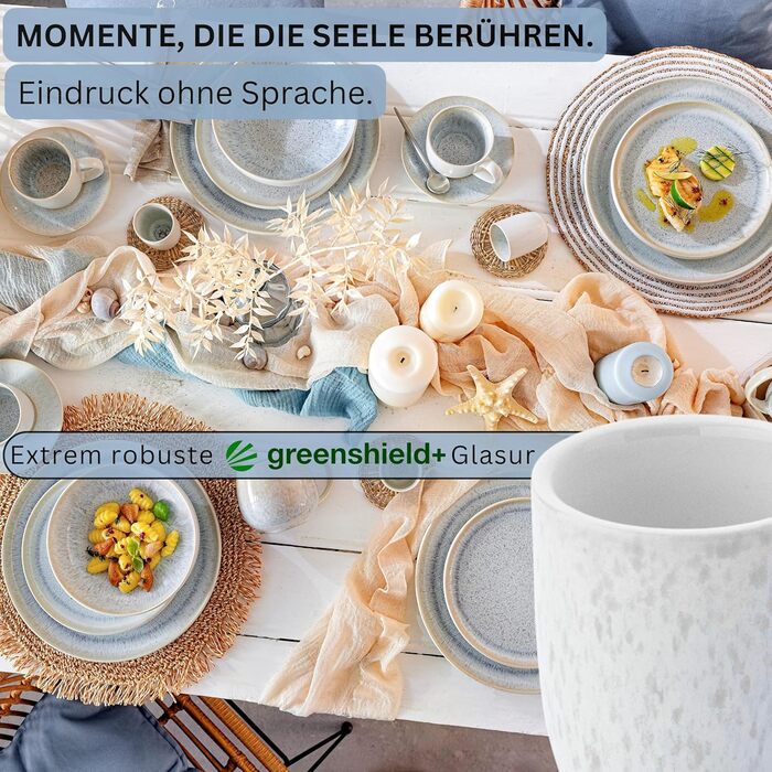 Набір чашок для еспресо SÄNGER Santorini (4 шт.) - кремовий колір з блакитним градієнтом, 80 мл, PREMIUM COLLECTION