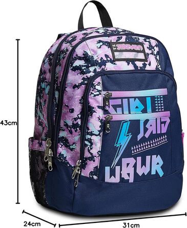 Рюкзак Seven Rucksack Advanced: для школи, університету та відпочинку. Об'ємний рюкзак для підлітків, дівчаток та хлопчиків з відділенням для ноутбука та кишенькою для пляшки. Кольори: рожевий, фіолетовий, темно-синій III