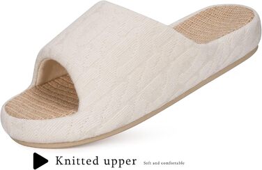 Тапочки жіночі Eagsouni з льону, зручні, антиковзні, з піною пам'яті, для дому, теплі, 37/38 EU, бежеві