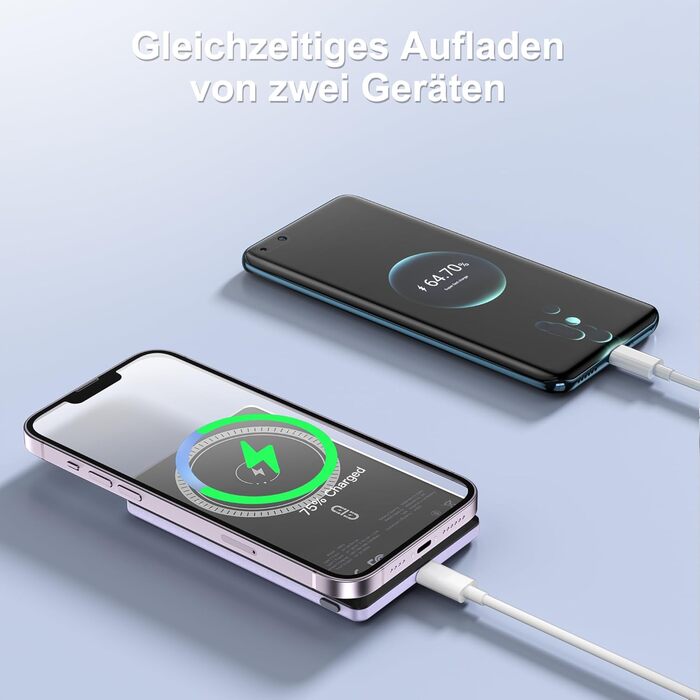 Power Bank NOHON MagSafe 5000mAh: Бездротовий акумулятор з MagSafe, PD 20W, USB-C, 8мм, для iPhone 16/15/14/13/12