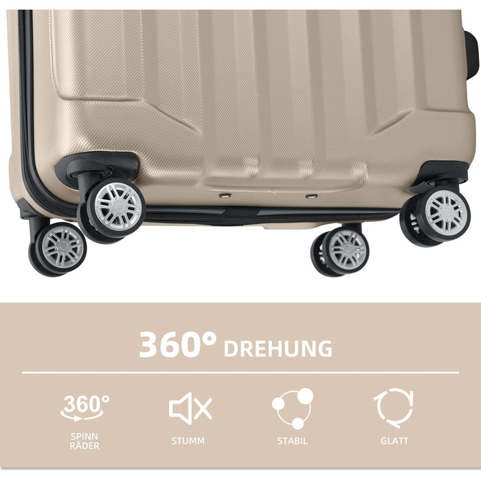 Валіза Beibye TSA 2080 з подвійними колесами, набір, хардлайнер (шампань)
