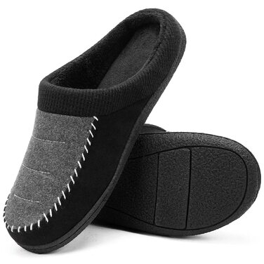 Чоловічі тапочки MaxMuxun для дому та вулиці, зимові, теплі, з підкладкою, з пам'яті піною, розмір 44-45, чорні