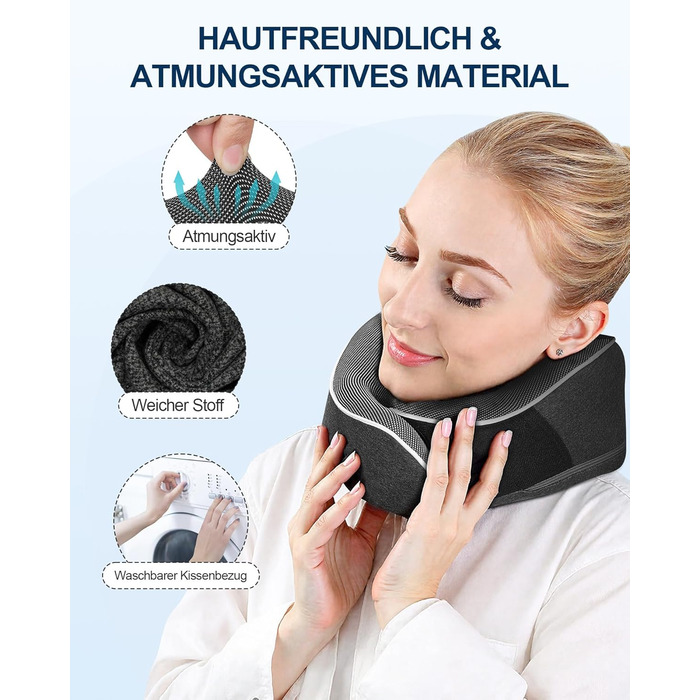 Подушка для шиї в літак, доросла, з піною з пам'яті, регульована та компактна, для автомобіля з навушниками, маскою для сну, чохлом