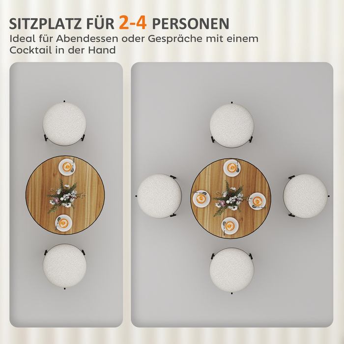 HOMCOM Dining Table, Round Kitchen Table, Modern Dining Table with Wood-Look Top for 4 People, Coffee Table for Living Room, Ø70 x 76 cm, Oak | Aosom