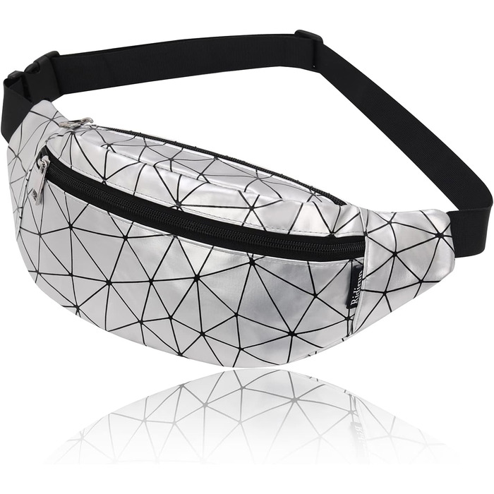 Жіноча поясна сумка-рюкзак: водонепроникна, з PU шкіри, для спорту, бігу, подорожей (срібна)