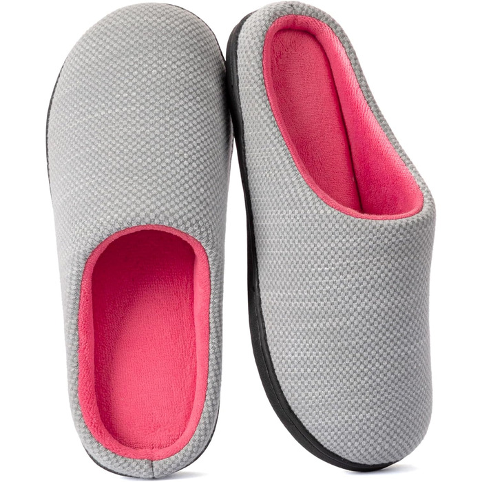 Тапочки жіночі RockDove Birdseye Knit Memory Foam, 38/39 EU, сірий та рожевий