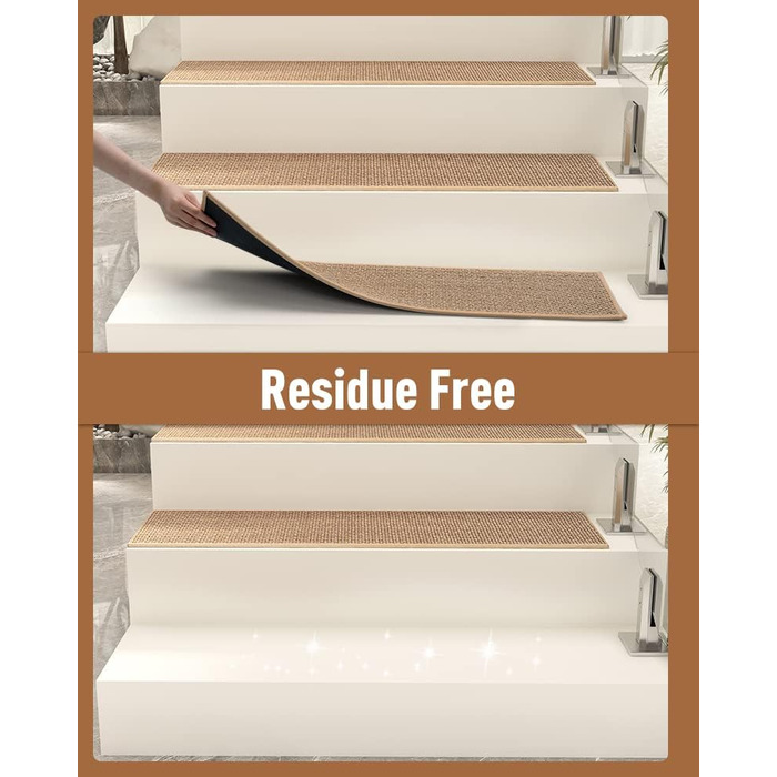 Нековзні сходинкові накладки PADOOR для дерев'яних ступенів, 15 шт., 20.3 x 76.2 см, бежеві