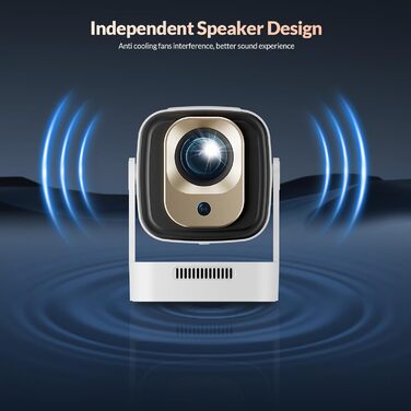 Міні проєктор Smart Beamer 4K 1080P з Android 11, WiFi 6, BT5.0, 180° поворотний, для дому та вулиці, сумісний з Android/iPhone/PC/Mac/Switch, білий (чорний + білий)