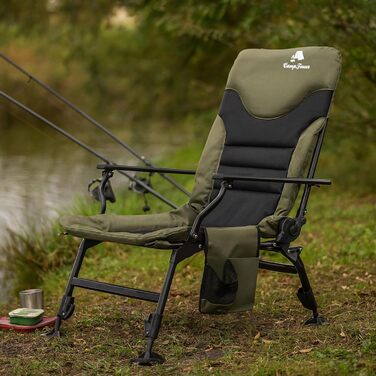 Крісло розкладне CampFeuer Angelstuhl мохово-зелений/чорний, регульоване по висоті, для кемпінгу, риболовлі та подорожей