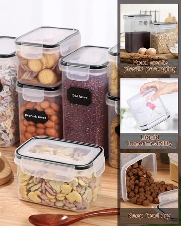 Набір контейнерів для зберігання Heucheey 24 шт. з кришкою, набір для кухні з пластику, з наклейками, пензлем та ложкою, контейнери для зберігання круп, борошна, макаронів, BPA-free