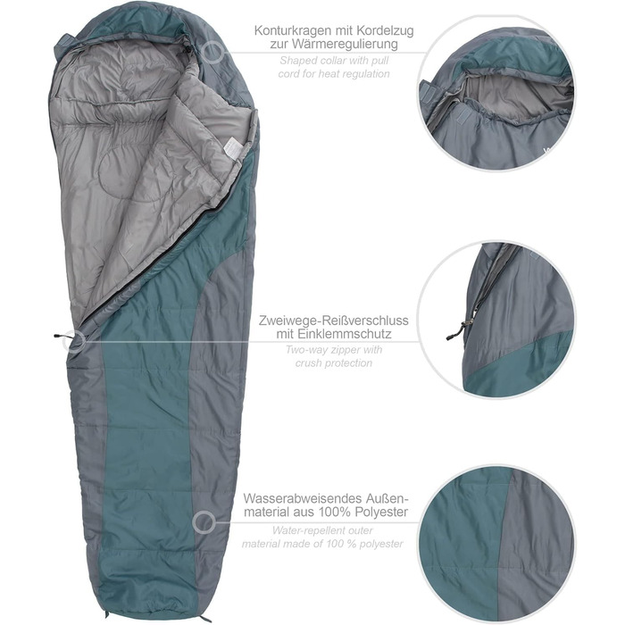 Сплячий мішок Where Tomorrow Mumienschlafsack Goblinblau / Grau, 230x80 см