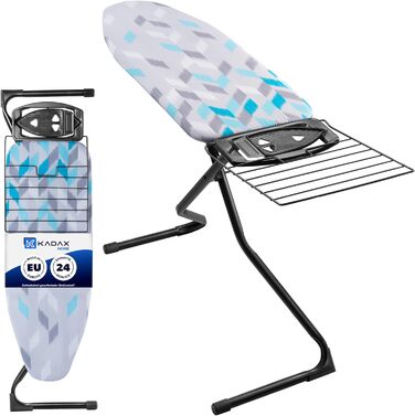 Прасувальна дошка KADAX з висувною полицею, 120x42 см, регульована висота, антиковзні ніжки (Зелений/Блакитний)