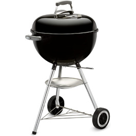 Вугільний гриль Weber Classic Kettle 47 см, порцелянове емалювання, з термометром і колесами, чорний