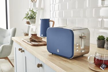Набір для сніданку Swan Nordic: чайник 1,7 л, тостер на 2 тости, 2200 Вт, блакитний, з дизайном під дерево