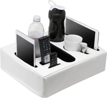 Sofa-Buddy Practical Couch Cup Holder, Couch Coaster, Sofa Cup Holder. The perfect couch accessory (Square-big-leather-white)