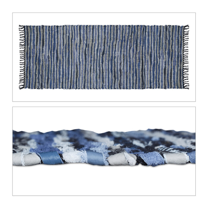 Relaxdays Leather and Cotton Patchwork Rug