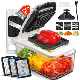 Нарізчик овочів Sopito з 6 лезами, 2 л контейнер, захист рук та рукавички, овочева спіраль, овочевий чіпер