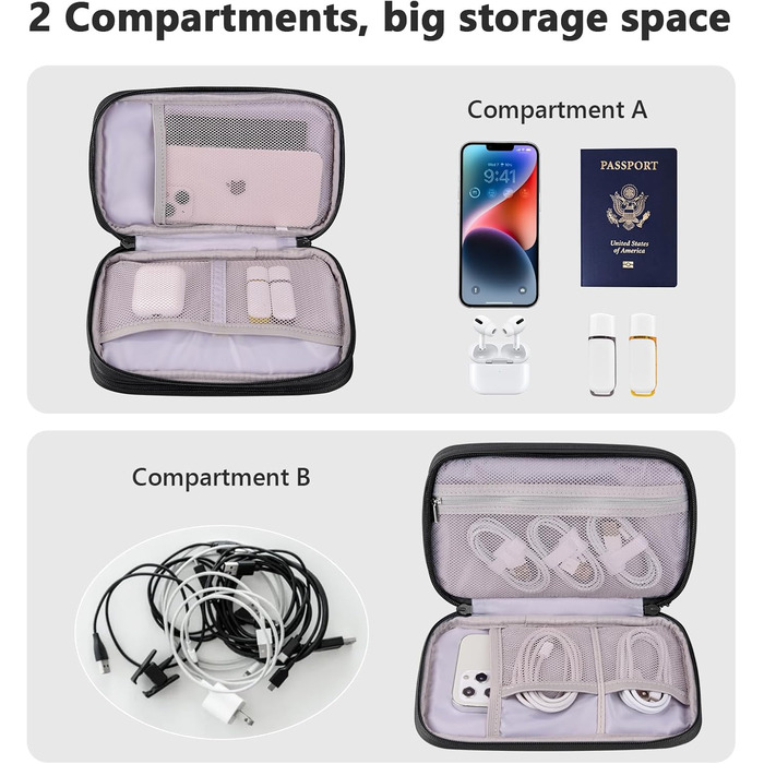 Органайзер для подорожей DDgro Elektronik, водонепроникна сумка для аксесуарів, чорний, розмір L