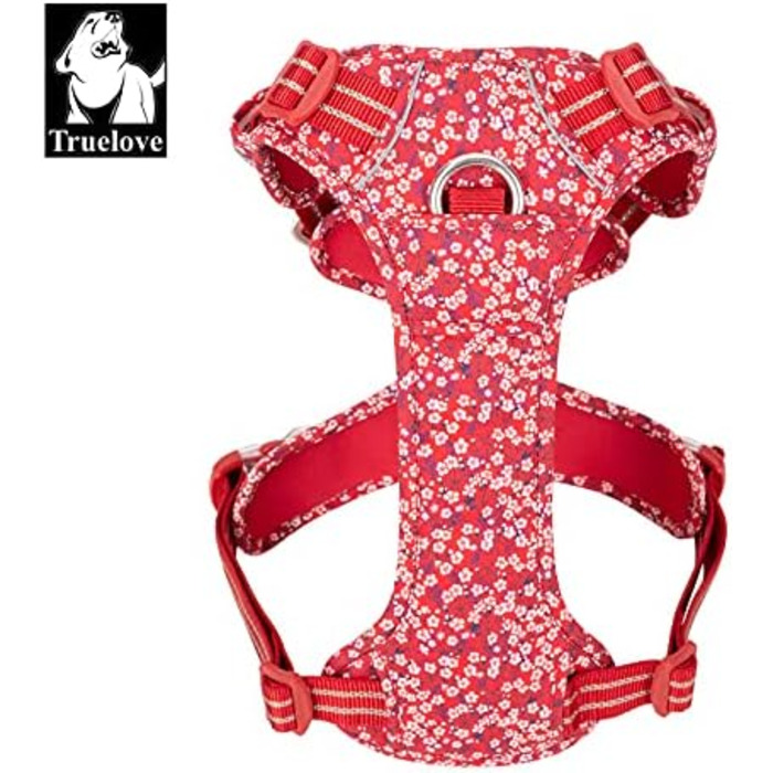 Шлейка для собак WINHYEPET Truelove No-Pull, бавовняна, дихаюча, світловідбиваюча, регульована, для маленьких та середніх собак і котів, TLH5655 (S, Маковий Червоний)