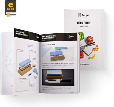 Набір точильних каменів Bacher Premium: 400/1000, з каменем для заточування та інструкцією. Точильні камені для ножів та інструментів