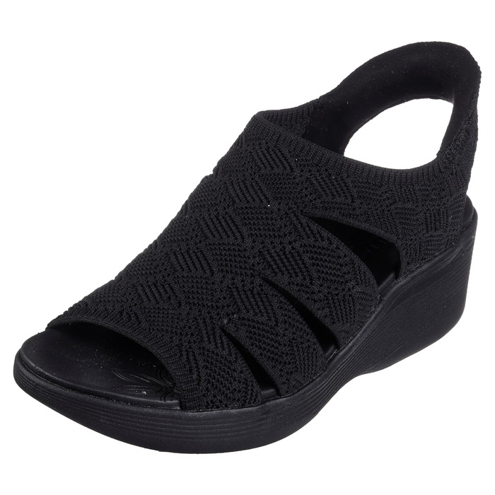 Босоніжки жіночі Skechers Pier-lite Memory Maker на танкетці, чорні (37 EU, широка ширина)