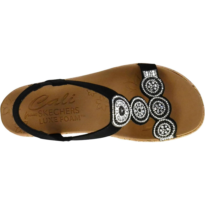Босоніжки жіночі Skechers Beverlee Date Glam на танкетці, чорні (40 EU)