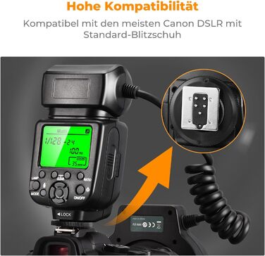 Кільцевий спалах K&F Concept TTL для Canon SLR/DSLR з підтримкою AF-допомогою, лічильник світла 14