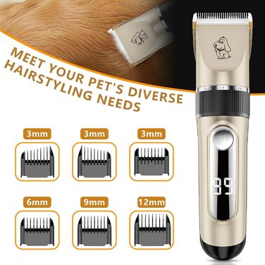 Професійна машинка для стрижки тварин IPX7: тиха, бездротова, для собак та котів. Підходить для всіх типів шерсті