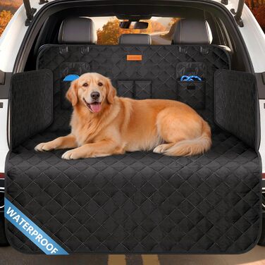 Захист для багажника автомобіля від собак: борти та захист від порогу - універсальний килимок для багажника, водонепроникний та стійкий до подряпин. Підходить для авто, універсалів, SUV (чорний, преміум)