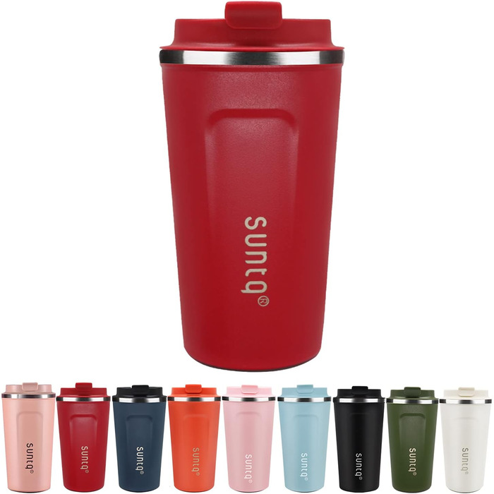 Термокружка з нержавіючої сталі SUNTQ - 510 мл, з подвійною стінкою, ізольована, з кришкою, багаторазова (Чорний)