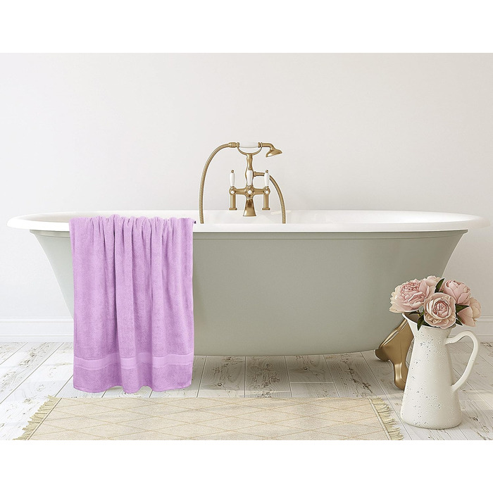 Набір розкішних великих банних рушників Utopia Towels, 2 шт, 100% бавовна, 600 г/м², гігроскопічні та м'які, готельна якість, фіолетові (90x150 см)